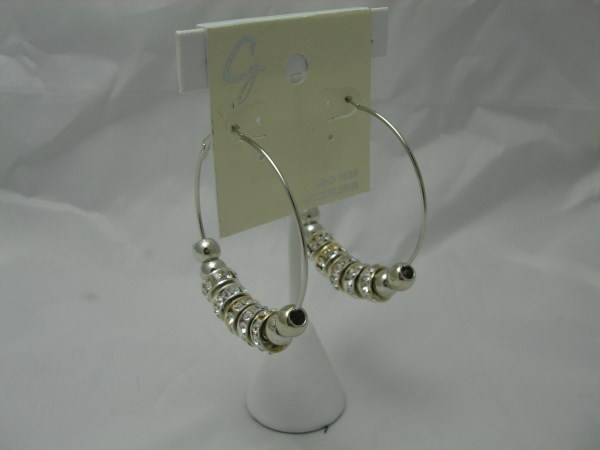 Silver Tone Earring W/ Crystal Stone